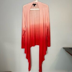 INC Women's Open Front Cardigan Plus Size 3X PINK Orange Rayon Asymmetrical Hem